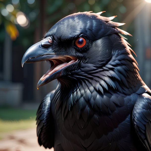 Picture of a angry crow