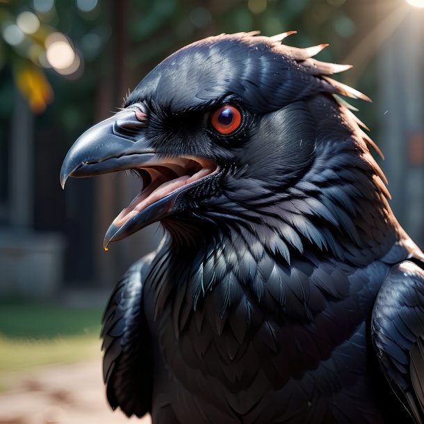 Image d'un corbeau en colère