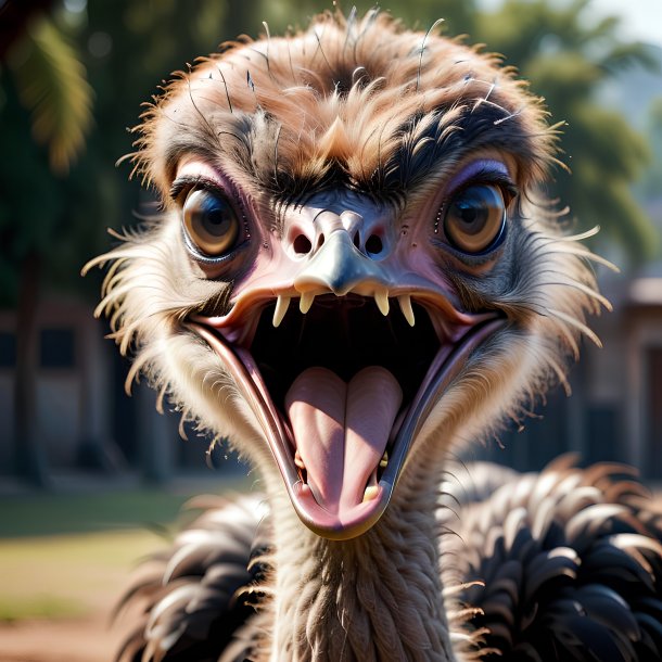 Picture of a angry ostrich