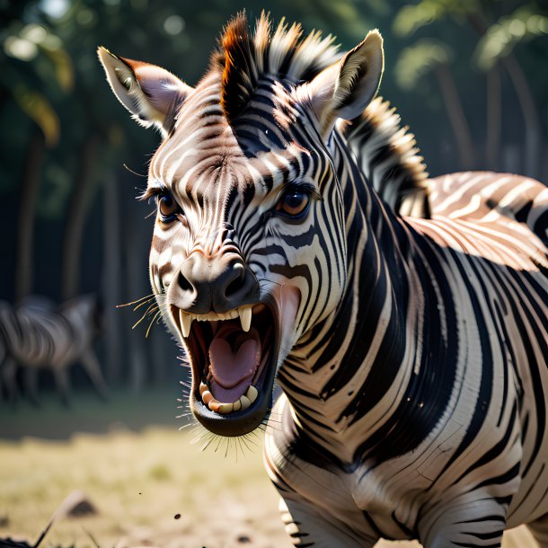 Picture of a angry zebra