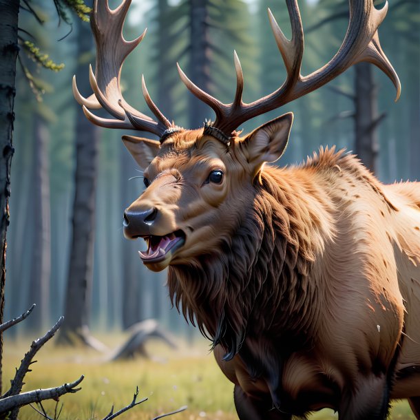 Photo d'un wapiti en colère