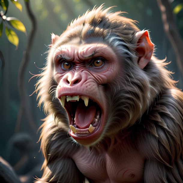 Picture of a angry baboon