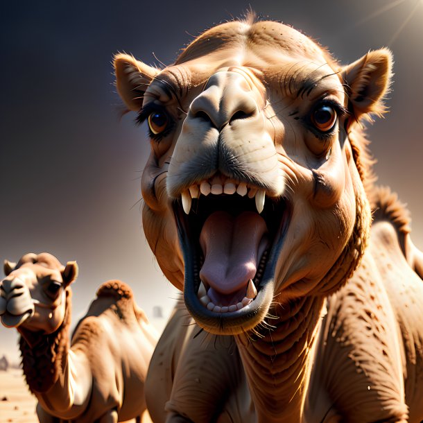 Picture of a angry camel