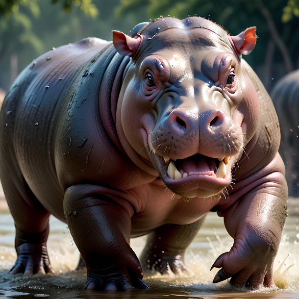 Picture of a angry hippopotamus