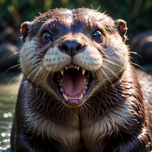 Photo d'une loutre en colère