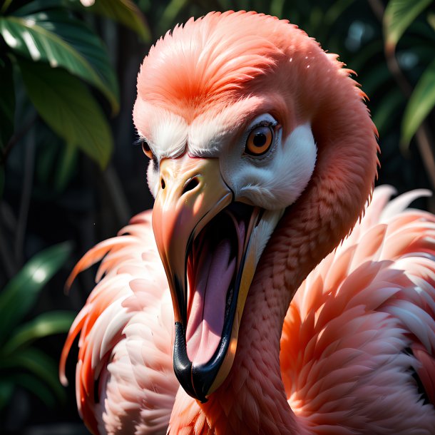 Photo d'un flamant en colère