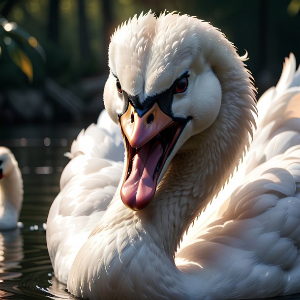 Photo d'un cygne en colère