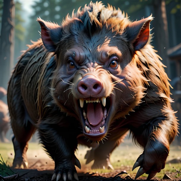 Picture of a angry boar