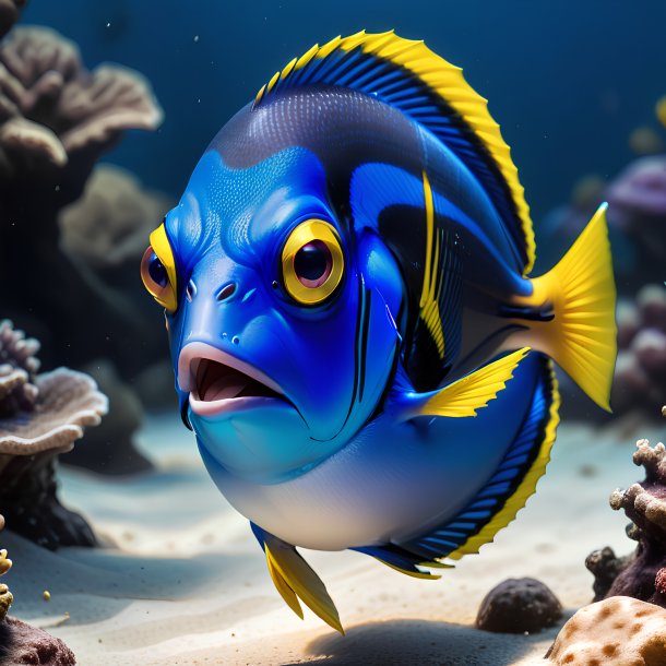 Picture of a angry blue tang