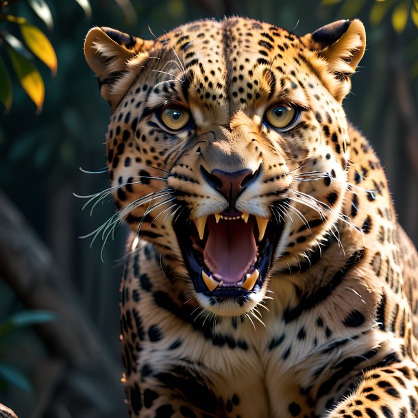 Picture of a threatening leopard