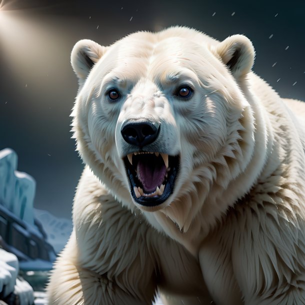 Picture of a threatening polar bear