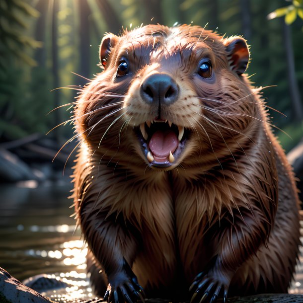 Picture of a threatening beaver