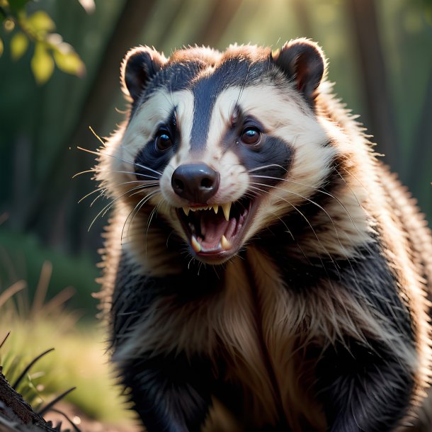 Picture of a threatening badger