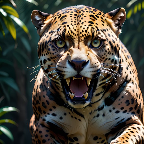 Picture of a threatening jaguar