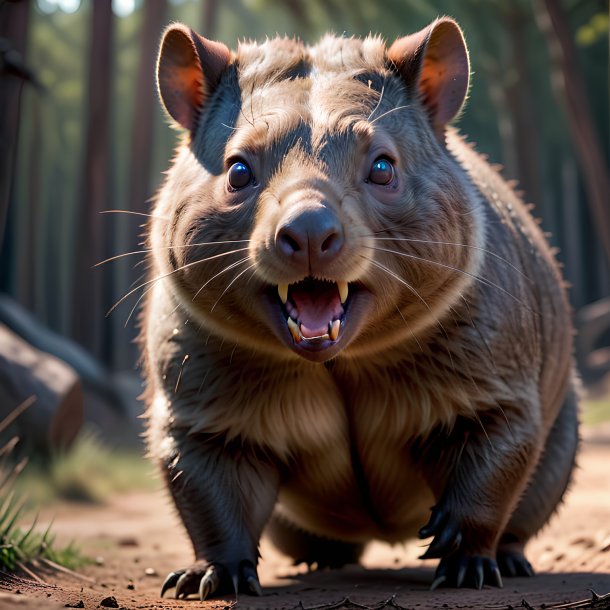 Imagem de um wombat ameaçador