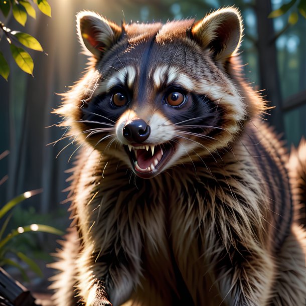 Picture of a threatening raccoon