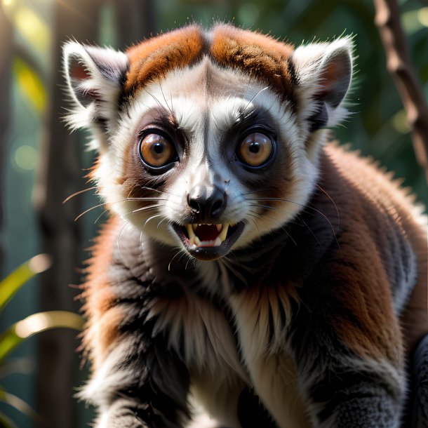 Picture of a threatening lemur