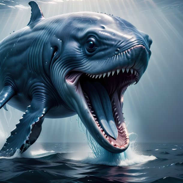 Picture of a threatening blue whale