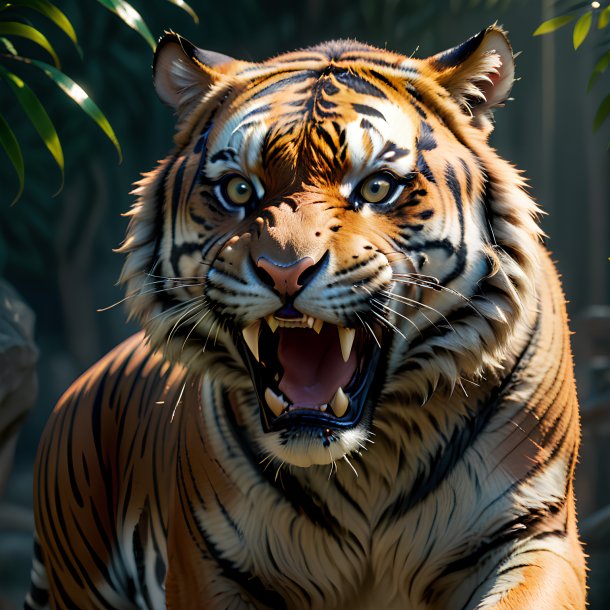 Imagem de um tigre ameaçador