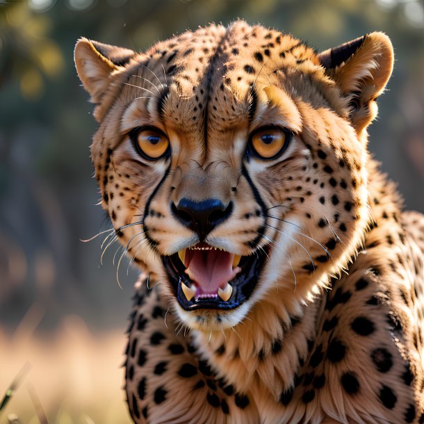 Picture of a threatening cheetah