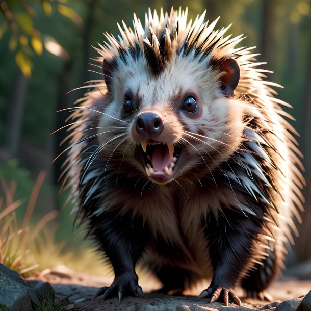 Picture of a threatening porcupine