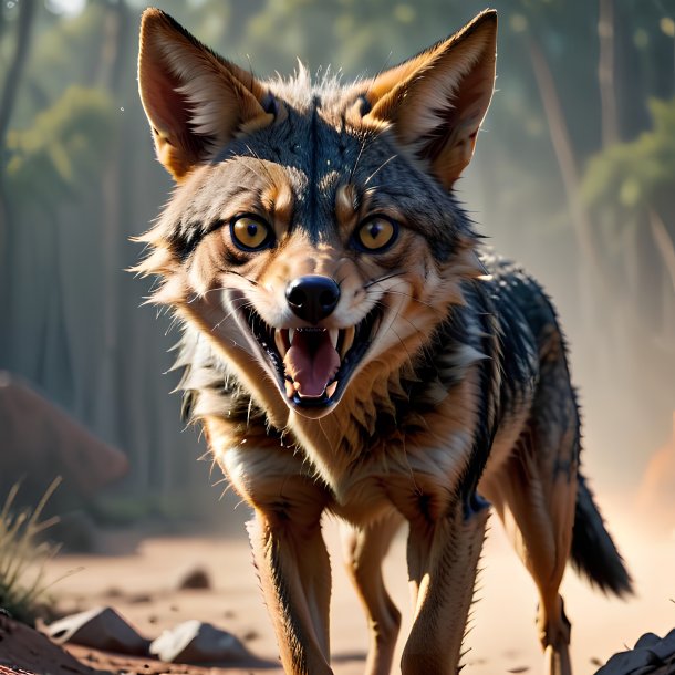 Picture of a threatening jackal