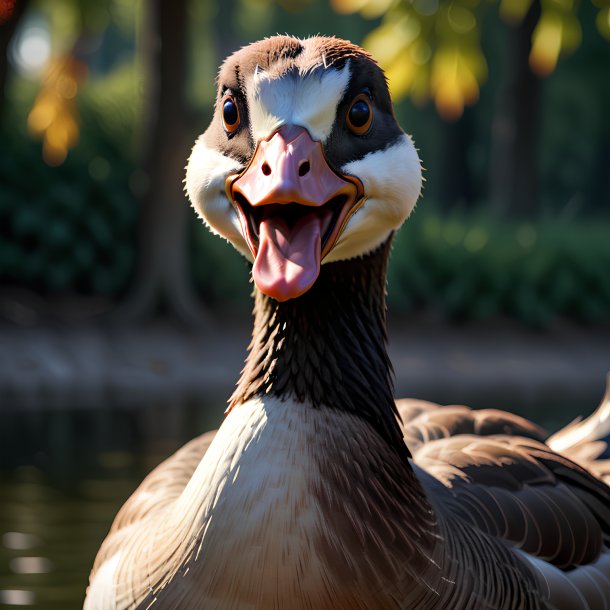 Picture of a threatening goose