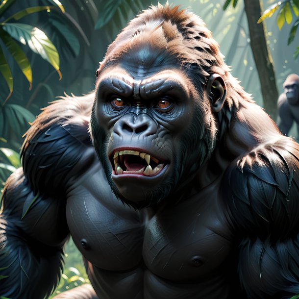 Picture of a threatening gorilla