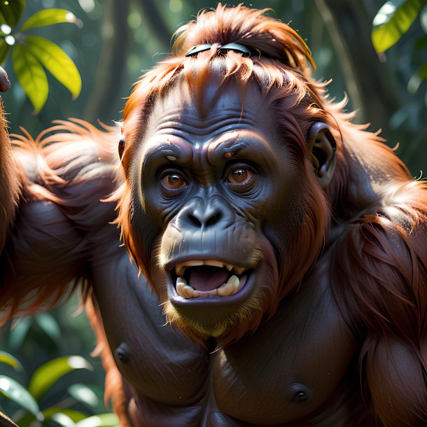 Picture of a threatening orangutan