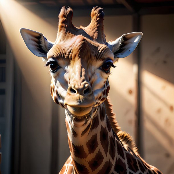 Photo d'une girafe menaçante