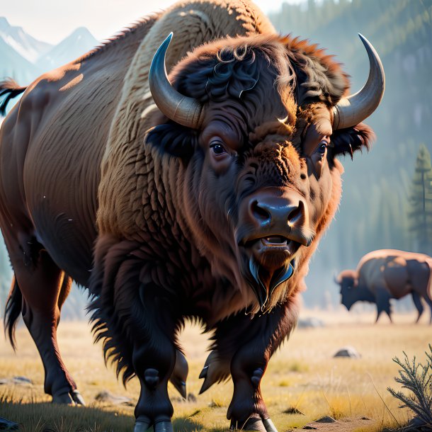 Picture of a threatening bison