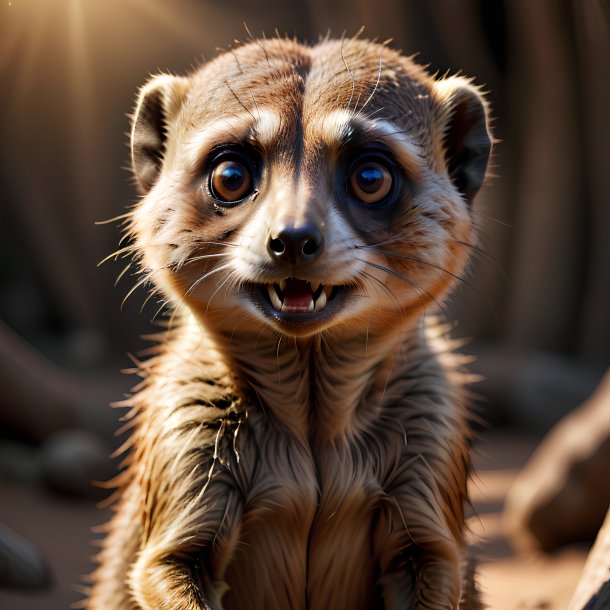 Picture of a threatening meerkat