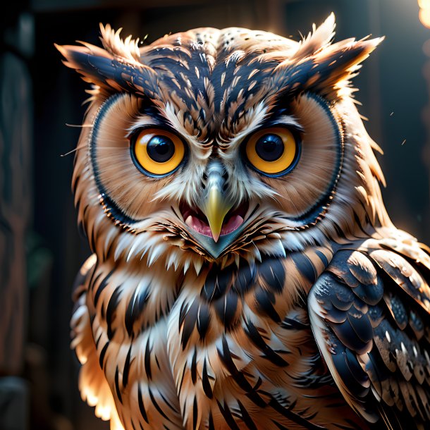 Picture of a threatening owl