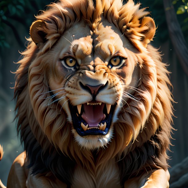 Picture of a threatening lion