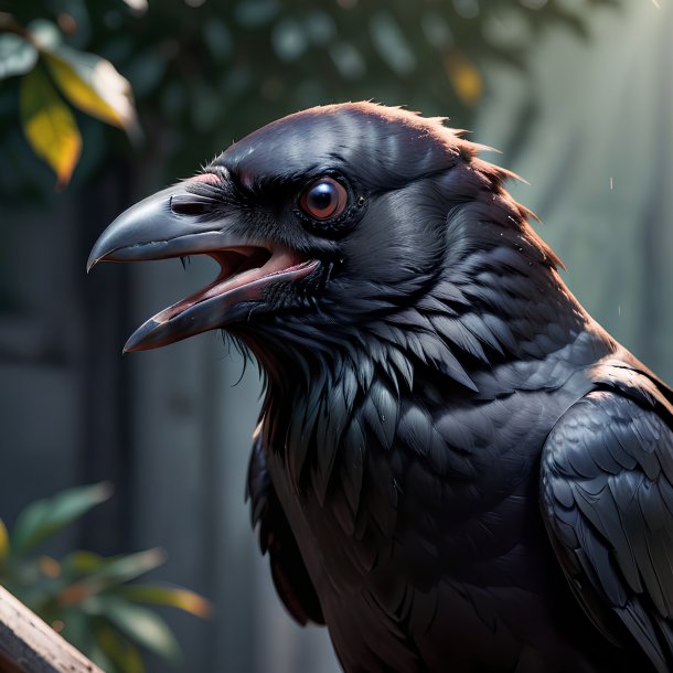 Picture of a threatening crow