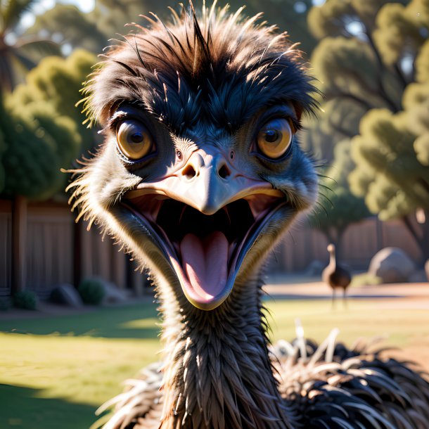 Picture of a threatening emu