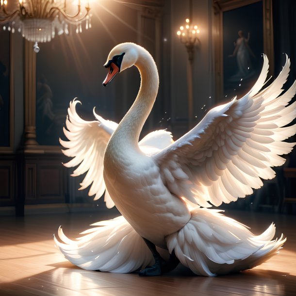 Picture of a dancing swan