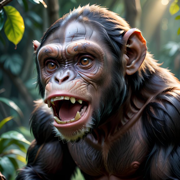 Picture of a threatening chimpanzee