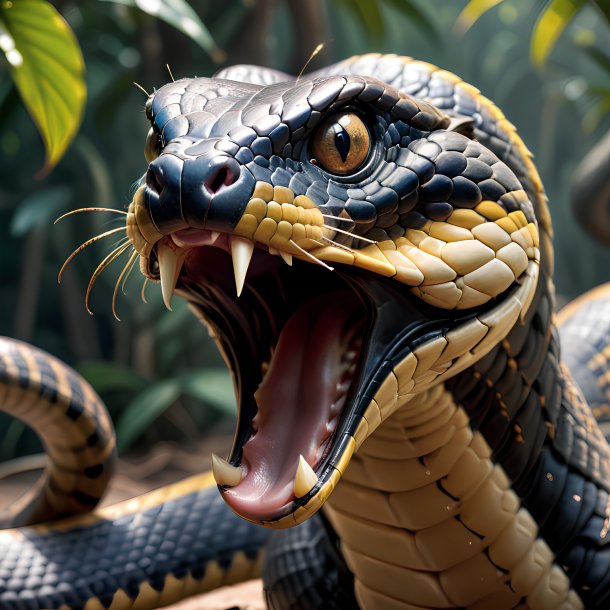 Picture of a threatening king cobra