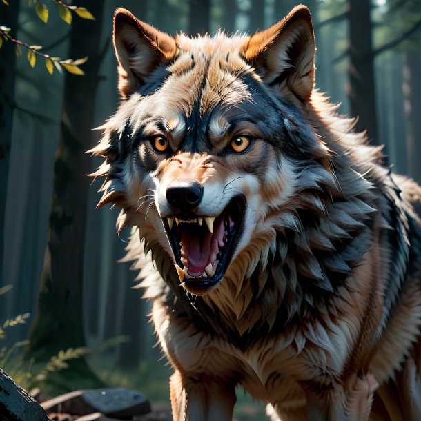 Picture of a threatening wolf