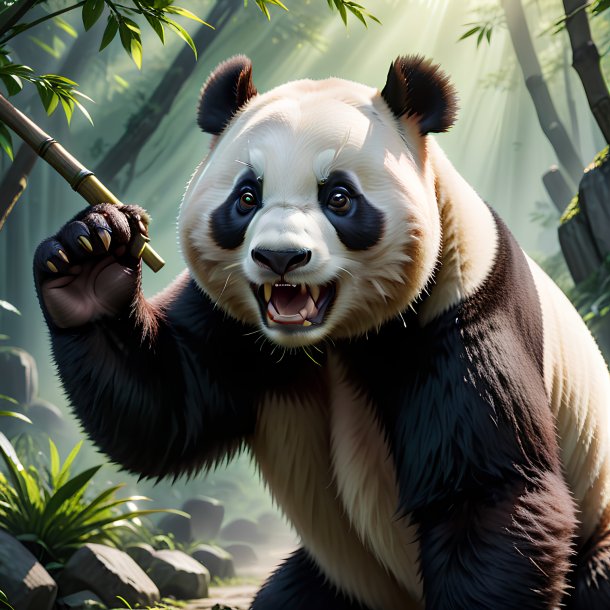 Foto de un panda gigante amenazante