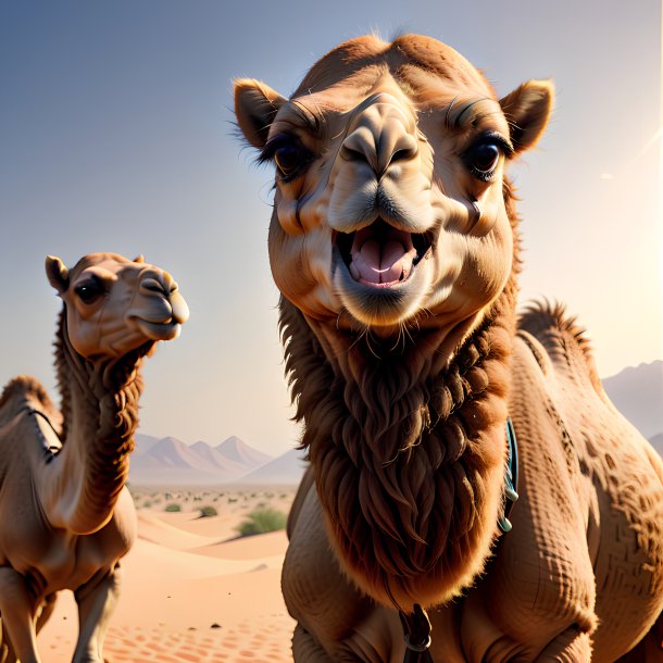 Picture of a threatening camel