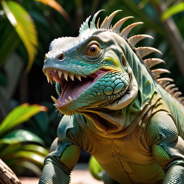 Picture of a threatening iguana