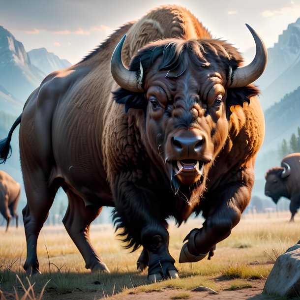 Picture of a threatening buffalo