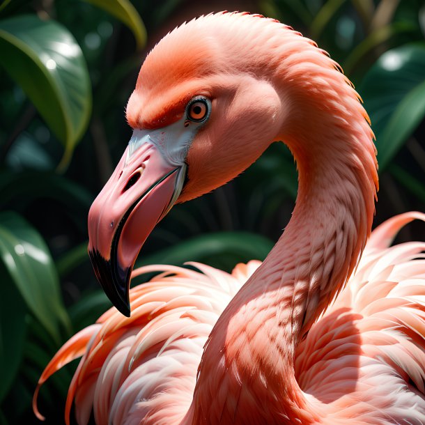 Picture of a threatening flamingo