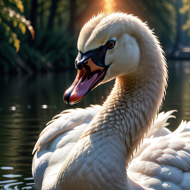 Image d'un cygne menaçant