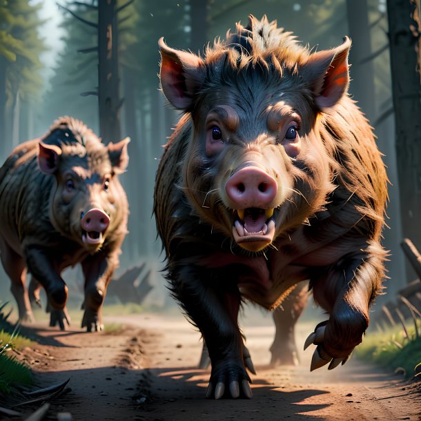 Picture of a threatening boar