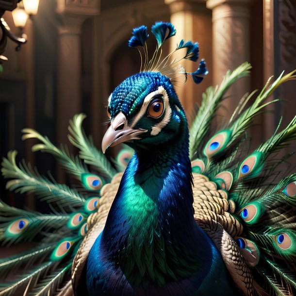 Foto de un pavo real amenazante