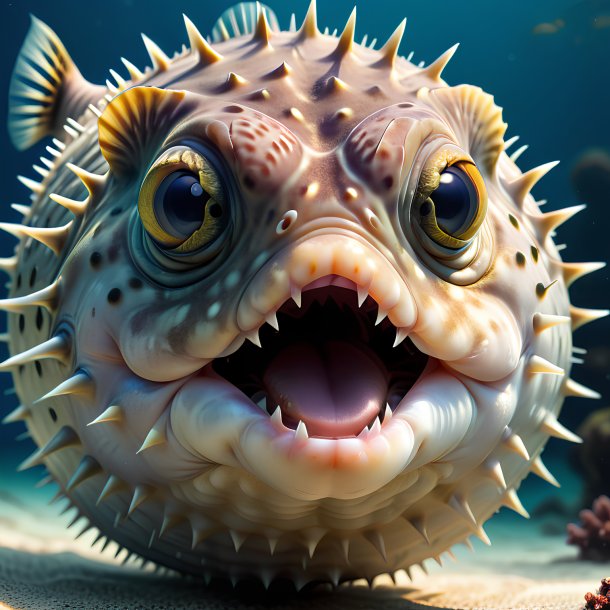 Picture of a threatening pufferfish