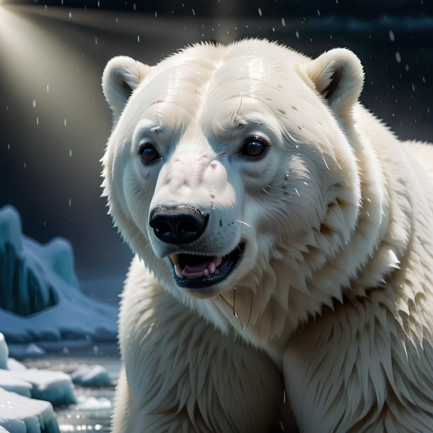 Imagem de um urso polar chorando